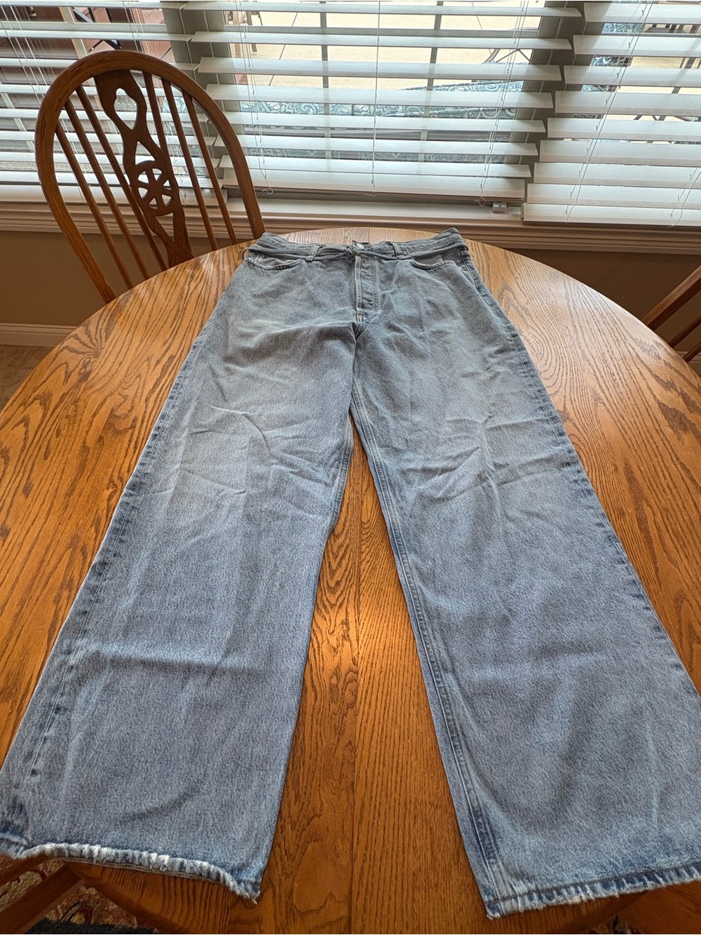 AGOLDE Emmi Wide Leg High Rise Jeans Size 30 Light Wash Thin Belt 30” Ins - Picture 4 of 15